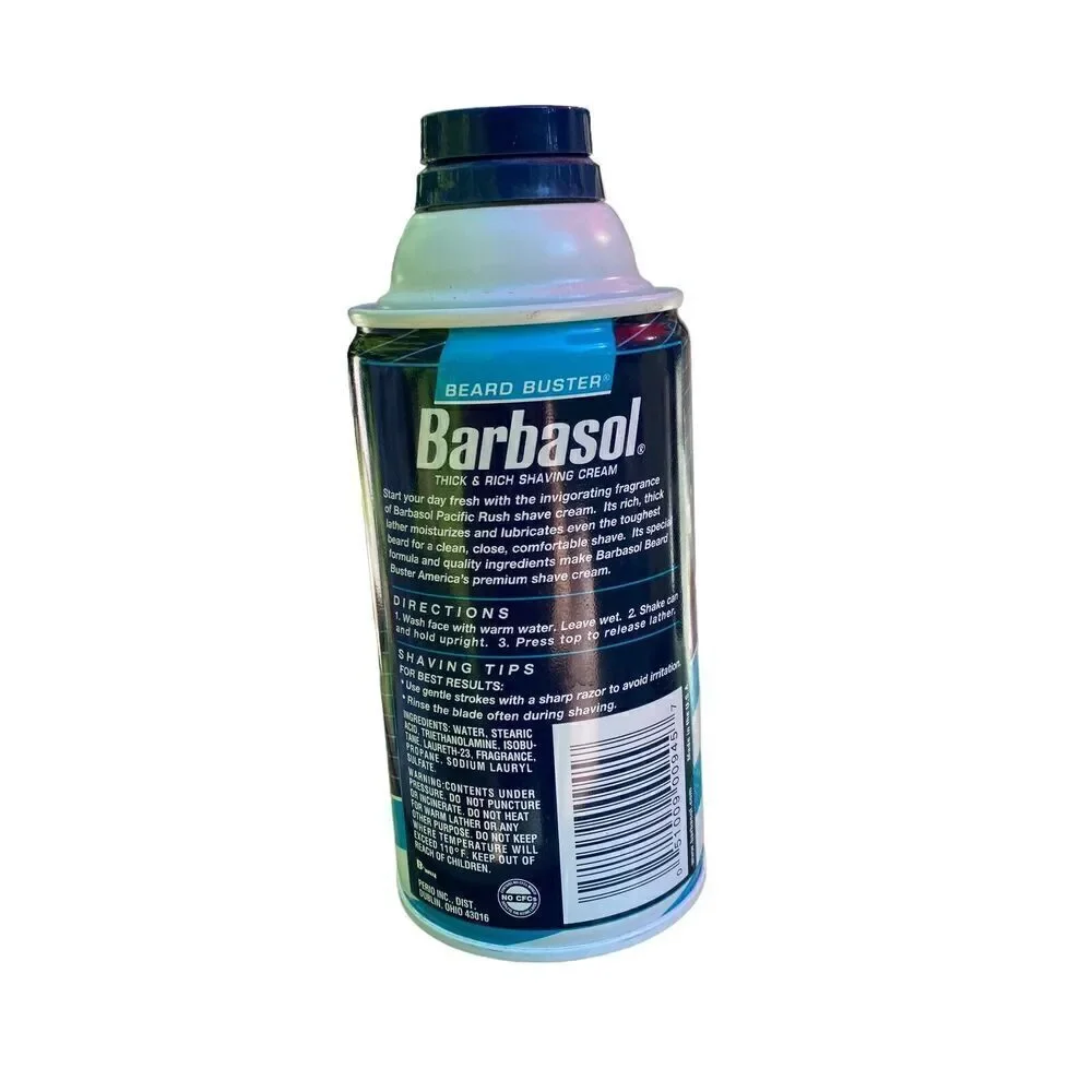 Vintage Barbasol PACIFIC RUSH Beard Buster 11 oz Shave Cream BLUE CAN